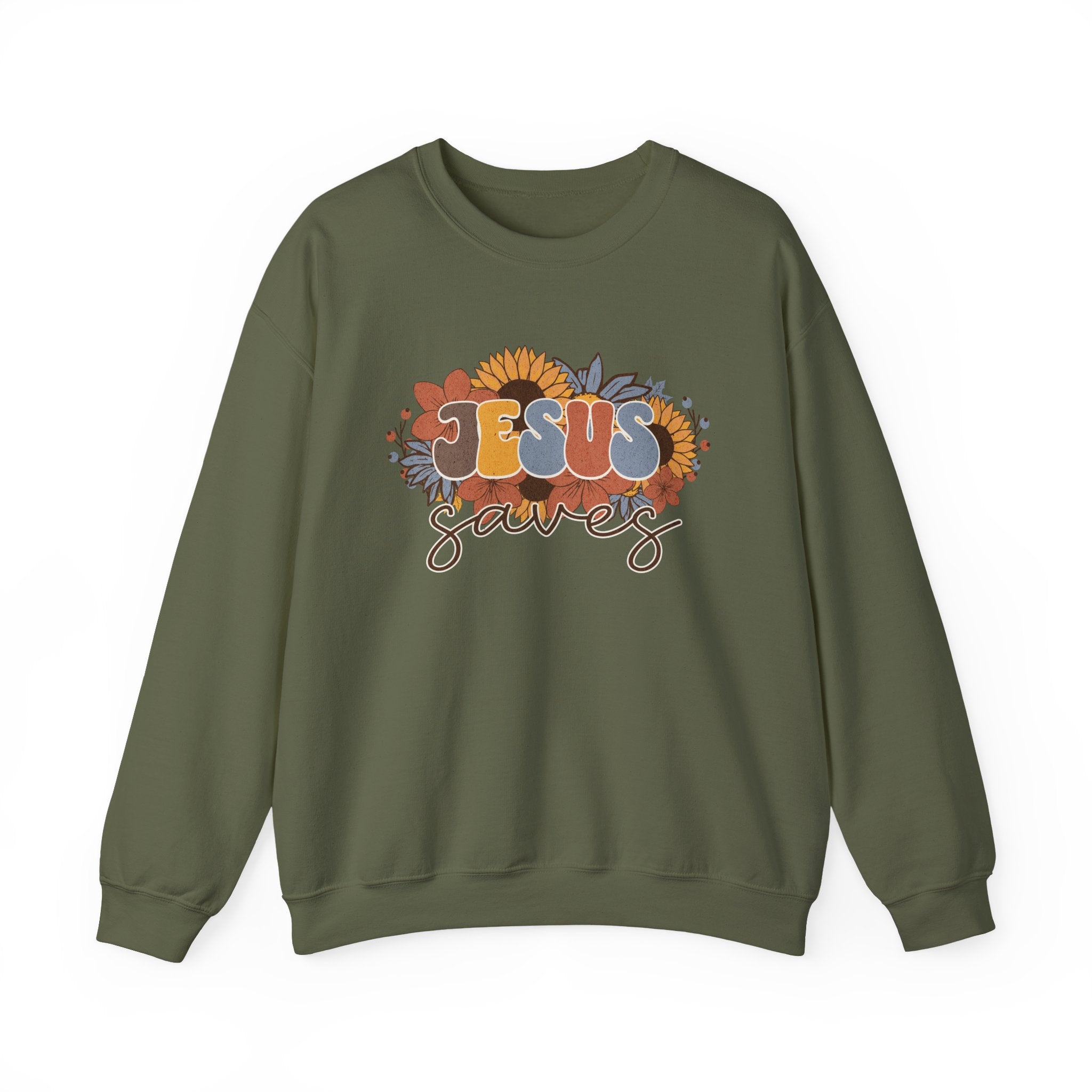 Christian Sweatshirt – “Jesus Saves” | Unisex Faith-Based Crewneck for Everyday Wear