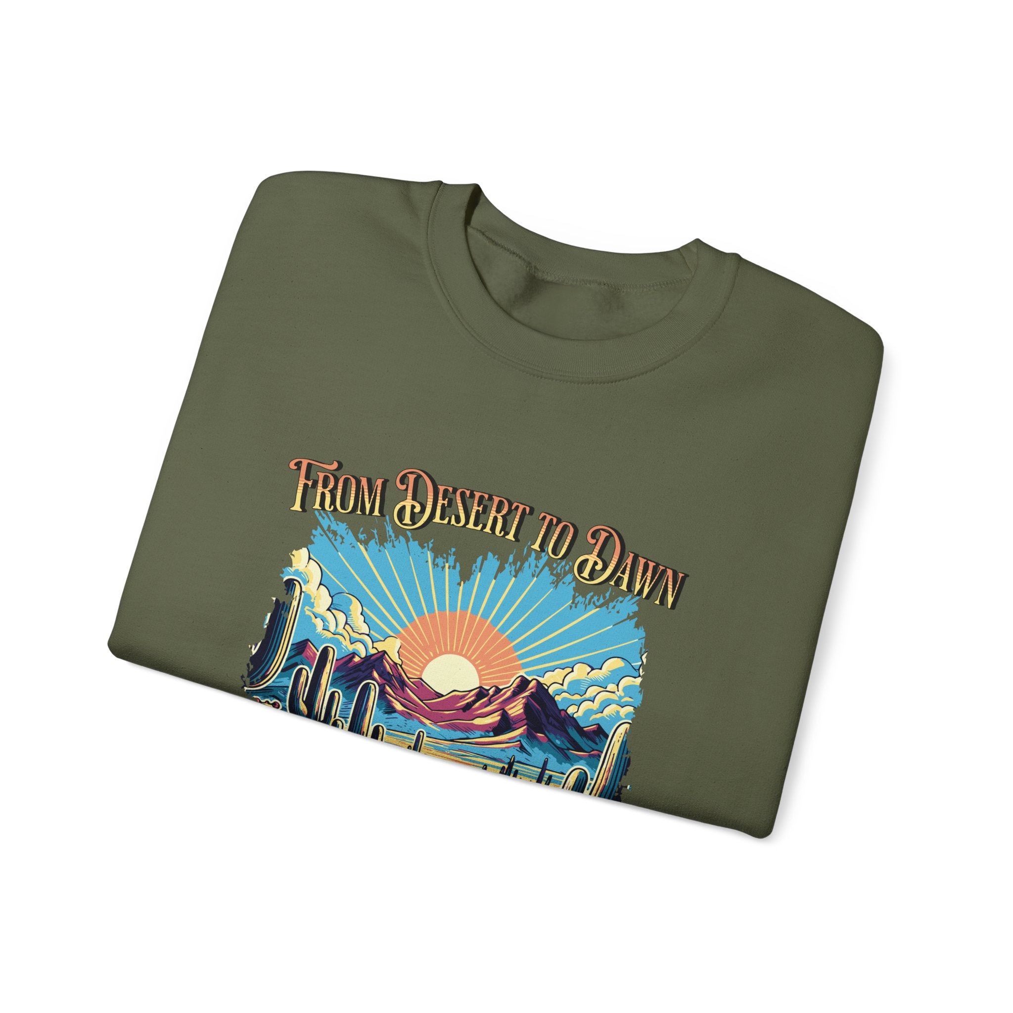 Christian Sweatshirt – “From Desert to Dawn, He Renews My Soul” | Unisex Faith-Based Crewneck