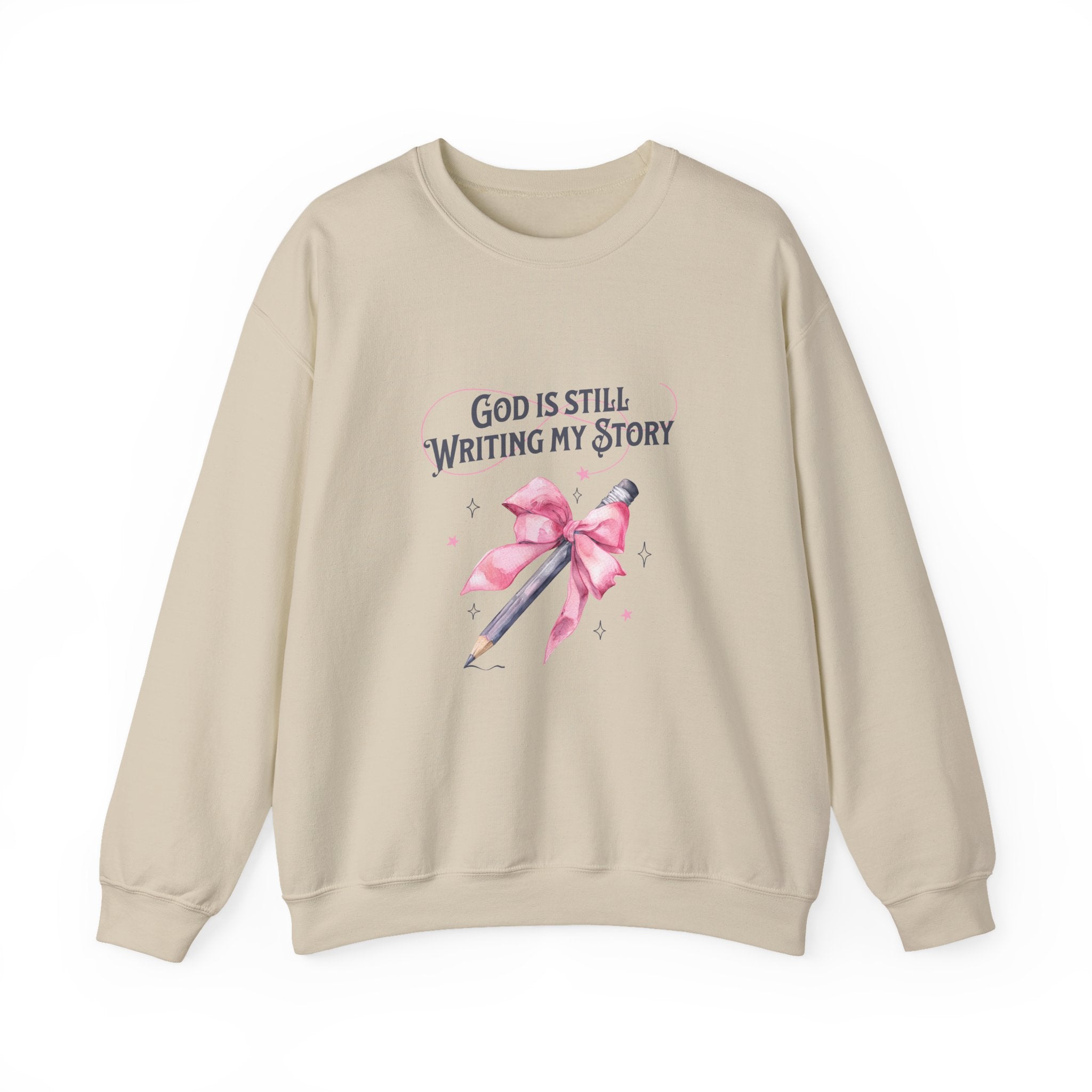 Christian Sweatshirt – “God Is Still Writing My Story” | Unisex Faith-Based Crewneck