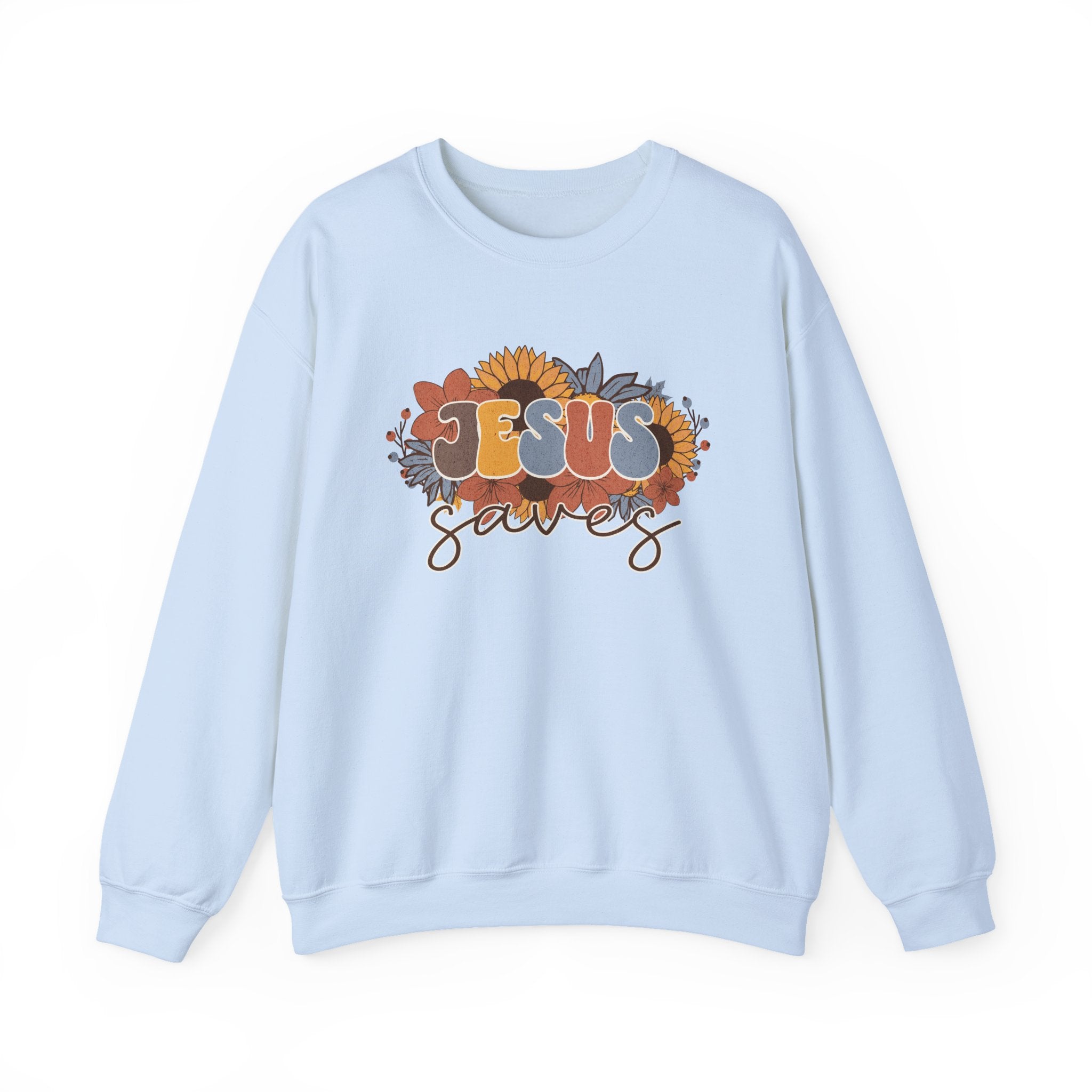Christian Sweatshirt – “Jesus Saves” | Unisex Faith-Based Crewneck for Everyday Wear