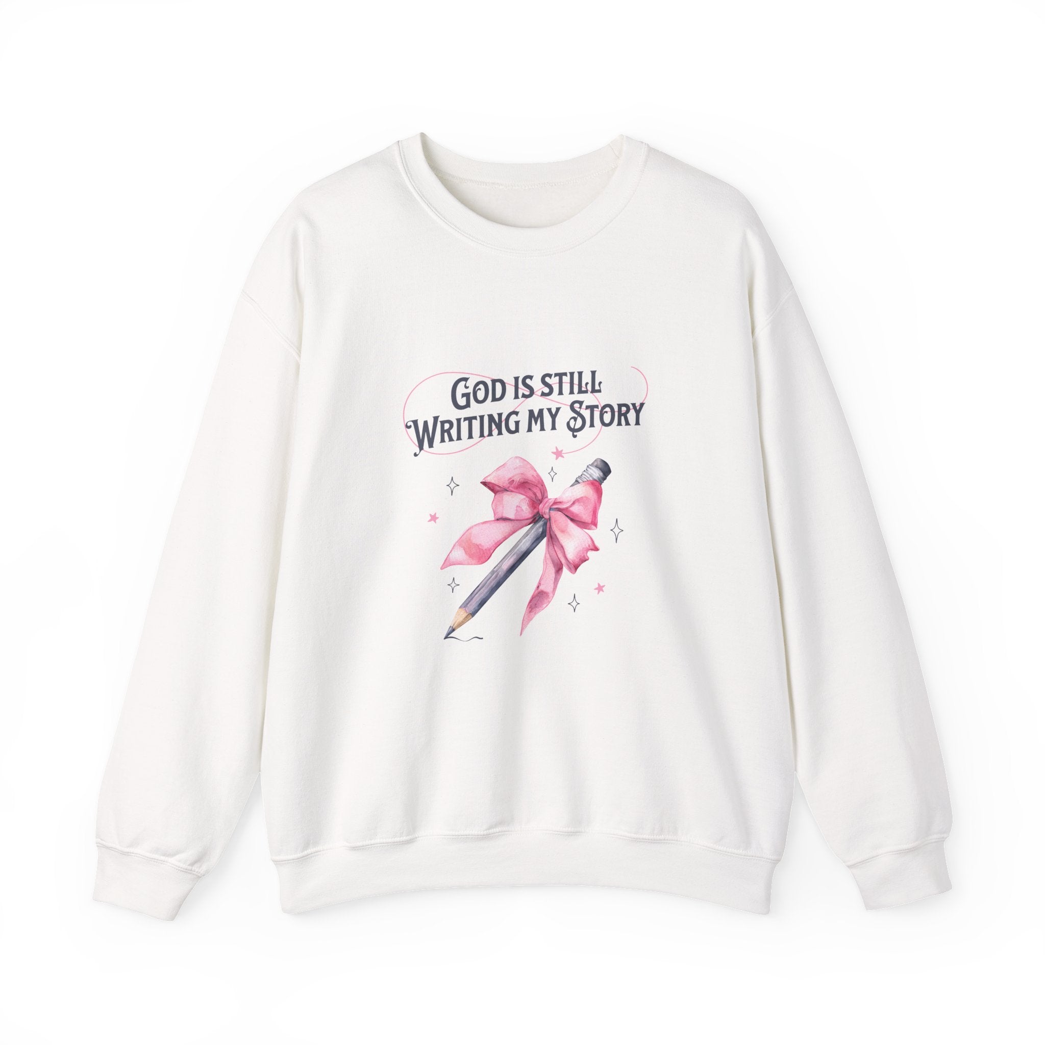 Christian Sweatshirt – “God Is Still Writing My Story” | Unisex Faith-Based Crewneck