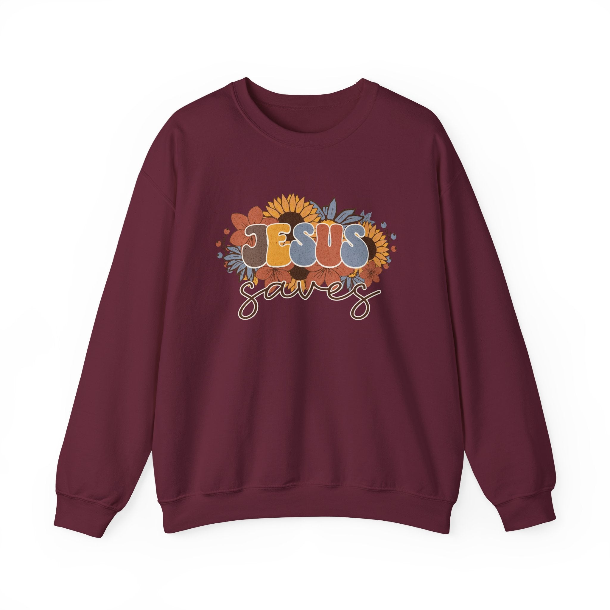 Christian Sweatshirt – “Jesus Saves” | Unisex Faith-Based Crewneck for Everyday Wear